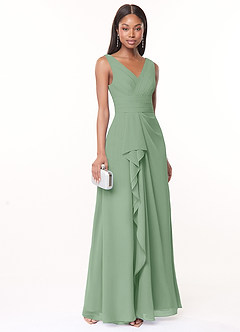 Azazie Julianna Jurken voor bruidsmeisjes Jurk van Chiffon met A-Lijn Matcha image1