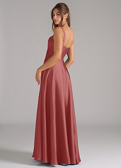 Azazie Shaude Bridesmaid Dresses Antique Rose A-Line Pleated Stretch Satin Dress image7