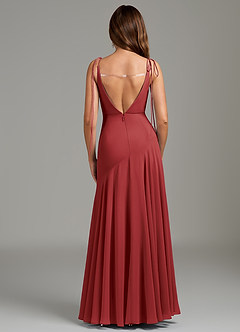 Azazie Dawn Bridesmaid Dresses Rust Mermaid Pleated Chiffon Dress image5