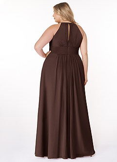 Azazie Bonnie Bridesmaid Dresses Ganache A-Line Keyhole Ruched Chiffon Dress image7