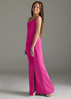 Azazie Mero Junior Fuchsia Mermaid Pleated Stretch Satin Dress image4