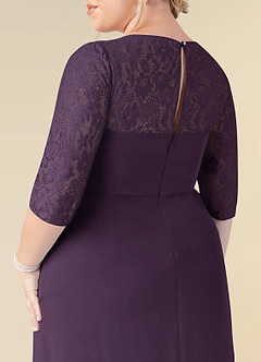 Azazie Leonine Kleider für die Brautmutter A-Linie Schaufel Spitze Chiffon Kleid Pflaume image13
