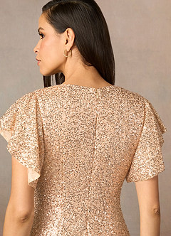 Upstudio Rivera Final Sale Champagne Mermaid Sequins Dress image5