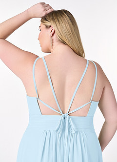 Azazie Farren Robes de demoiselle d'honneur Robe Trapèze Convertible en Mousseline de soie Plissée Bleu Ciel image16