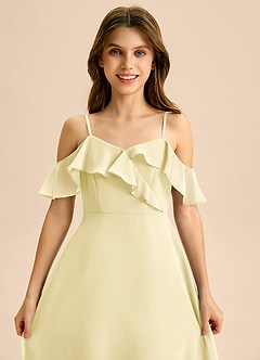 Azazie Kamilla Junior Abito A-Line in Chiffon a Spalla Scoperta Sorbetto Al Limone image7