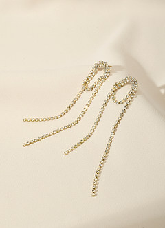 front Rhinestone Chain Loop Earrings