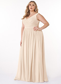 Azazie Keyla Bridesmaid Dresses White Alabaster A-Line V-Neck Pleated Chiffon Dress image8