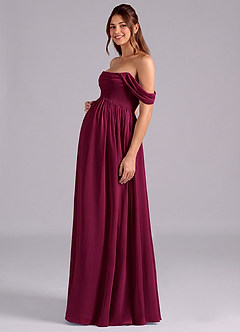 Azazie Saige Brautjungfernkleider für Schwangere A-Linie Plissee Chiffon Bodenlänge Kleid image5