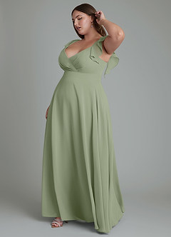 Azazie Leilani Bridesmaid Dresses Pistachio A-Line Pleated Chiffon Dress image6