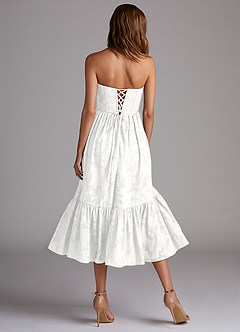 Azazie Delphina Bridesmaid Dresses White A-Line Strapless Floral Burnout Convertible Dress image4