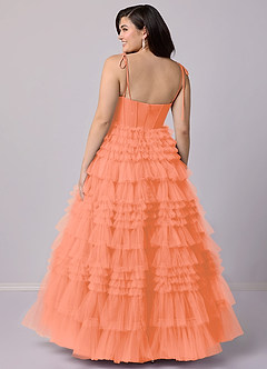 Barbie ♥ Azazie Robes de demoiselle d'honneur Robe Trapèze en Tulle Encolure en Forme de Cœur Coucher De Soleil image7