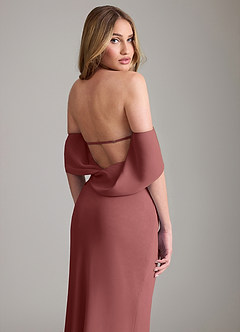 Azazie Lusinda Vestidos de madrinha de casamento Vestido Ametista de Chiffon de sereia com Fora do ombro image3