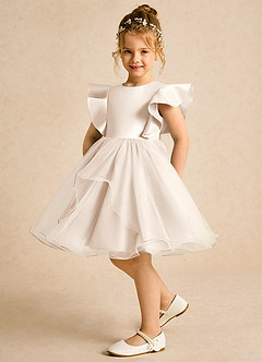 Azazie Chirp Flower Girl Dresses White Alabaster Ball-Gown Tulle Dress image5
