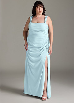 Azazie Jesaphine Jurken voor bruidsmeisjes Jurk van Chiffon met Kolom Strik Wolkenblauw image8