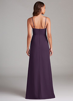 Azazie Maci Bridesmaid Dresses Plum Sheath Pleated Chiffon Dress image7