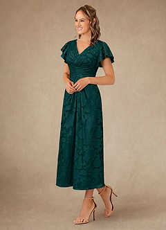 Azazie Vera Kleider für die Brautmutter A-Linie Plissee Blumen-Burnout Kleid Kiefer image2