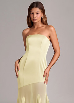 Azazie Uma Final Sale Lemon Sorbet Mermaid Strapless Chiffon Convertible Dress image2
