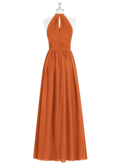 Azazie Cherish Bridesmaid Dresses Cinnamon A-Line Pleated Chiffon Dress image7