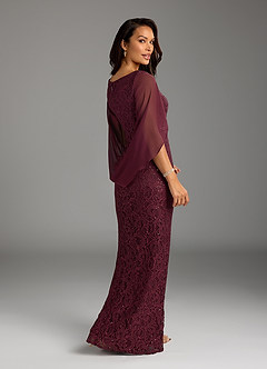 Azazie Lulu Mother of the Bride Dresses Cabernet Mermaid V-Neck Sequins Chiffon Dress image2