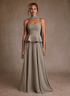 Azazie Josabeth Abiti per la Madre della Sposa Abito A-Line in Chiffon Plissettato Taupe image5