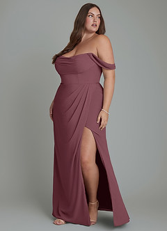 Azazie Johana Bridesmaid Dresses Sangria Mermaid Off the Shoulder Chiffon Convertible Dress image12