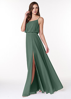 Azazie Lupe Brautjungfernkleider A-Linie Schaufel Chiffon Kleid Seemoos image3