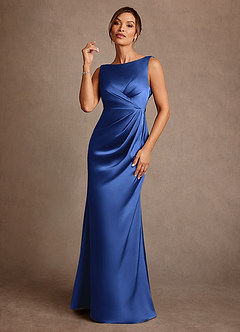 Azazie Baltimore Mother of the Bride Dresses Royal Blue A-Line Pleated Stretch Satin Dress image1