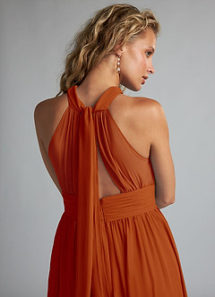 Azazie Camella Final Sale Cabernet A-Line Pleated Chiffon Dress image6