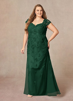 Azazie Marbella Mother of the Bride Dresses Dark Green Mermaid Queen Anne Sequins Lace Dress image10