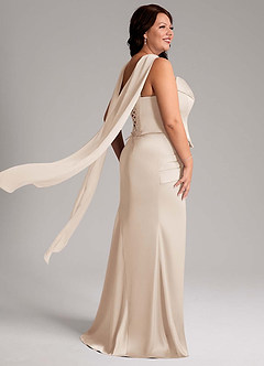 Azazie Sorrel Bridesmaid Dresses White Alabaster Mermaid Strapless Stretch Satin Convertible Dress image11