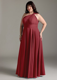 Azazie Charlize Bridesmaid Dresses Pomegranate A-Line One Shoulder Chiffon Dress image11