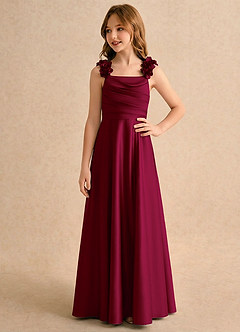 Azazie Rosita Girls Formal Flower Girl Klänningar Klä A-Line i Stretch Satin Plisserad image4