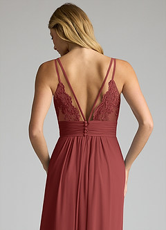 Azazie Maren Allure Finale sale Jurk van Chiffon met A-lijn V-hals kant De Nevel image2