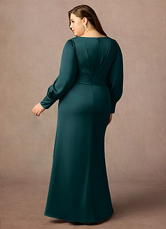 Azazie Petrina Mère de la mariée Robes Robe Sirène en Satin extensible Plissé Vert Pin image2