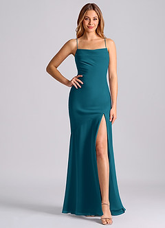 Azazie Grata Bridesmaid Dresses Ink Blue Mermaid Pleated Chiffon Dress image6