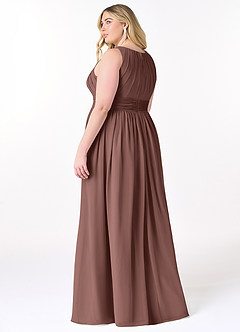 Azazie Harper Bridesmaid Dresses Espresso A-Line Pleated Chiffon Dress image7