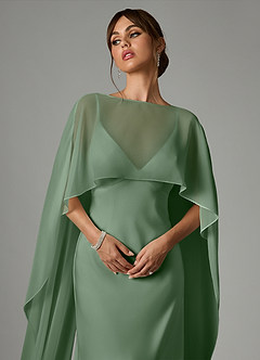 Azazie Stefania Robes de demoiselle d'honneur Robe Trapèze en Satin extensible Matcha image5