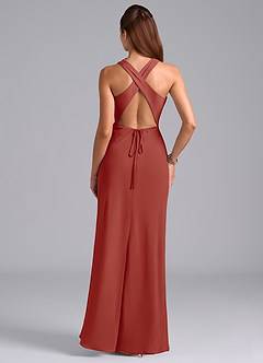 Azazie Evadne Bridesmaid Dresses Terracotta A-Line Pleated Chiffon Dress image7