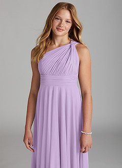 Azazie Charlize Junior Lilac A-Line Mesh Dress image6