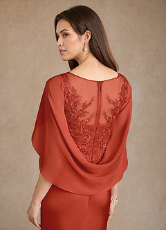 Azazie Hera Mother of the Bride Dresses Rust A-Line Lace Stretch Satin Dress image6