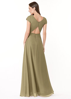 Azazie Hainsly Robes de demoiselle d'honneur Robe Trapèze en Mousseline de soie Encolure en Forme de Cœur Vert Mousse image2