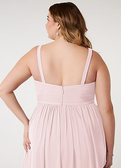 Azazie Chanel Bridesmaid Dresses Blushing Pink A-Line Pleated Chiffon Dress image11