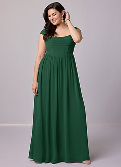 Barbie ♥ Azazie Bridesmaid Dresses Dark Green A-Line Corset Chiffon Dress image9