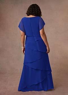 Azazie OHara Mother of the Bride Dresses Royal Blue A-Line V-Neck Chiffon Dress image14