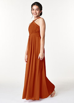 Azazie Anthea Junior Paprika Pleated Chiffon Dress image5