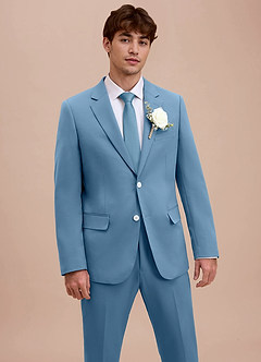 front Ethan Steel Blue Refined Weave Suit Jacket