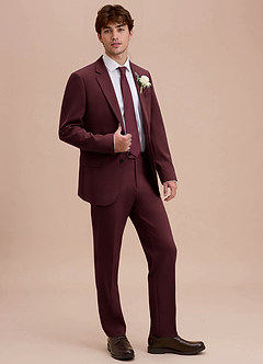 front Ethan Cabernet Refined Weave Suit