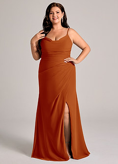 Azazie Deandra Bridesmaid Dresses Paprika Mermaid Pleated Chiffon Dress image7