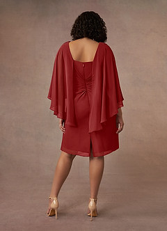 Azazie Mirra Mother of the Bride Dresses Rust Sheath Scoop Pleated Chiffon Dress image10