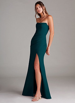Azazie Leonis Bridesmaid Dresses Pine Sheath Strapless Chiffon Convertible Dress image3
